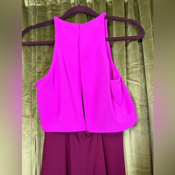 Jill Jill Stuart Lovely Duo Colorblock gown in hot Pink and Burgundy Size 4 $328 - Picture 6 of 10